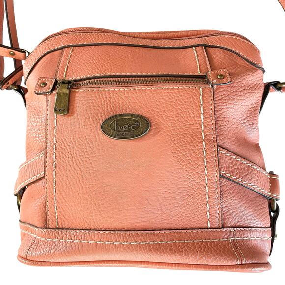 Born Concept Apricot Crossbody Shoulder Bag Multi-Section Pebbled Faux Leather - Picture 3 of 12